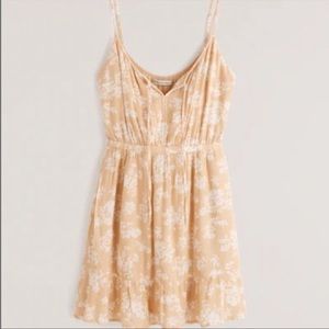 Abercrombie & Fitch Yellow Floral Easy Waist Tie Dress